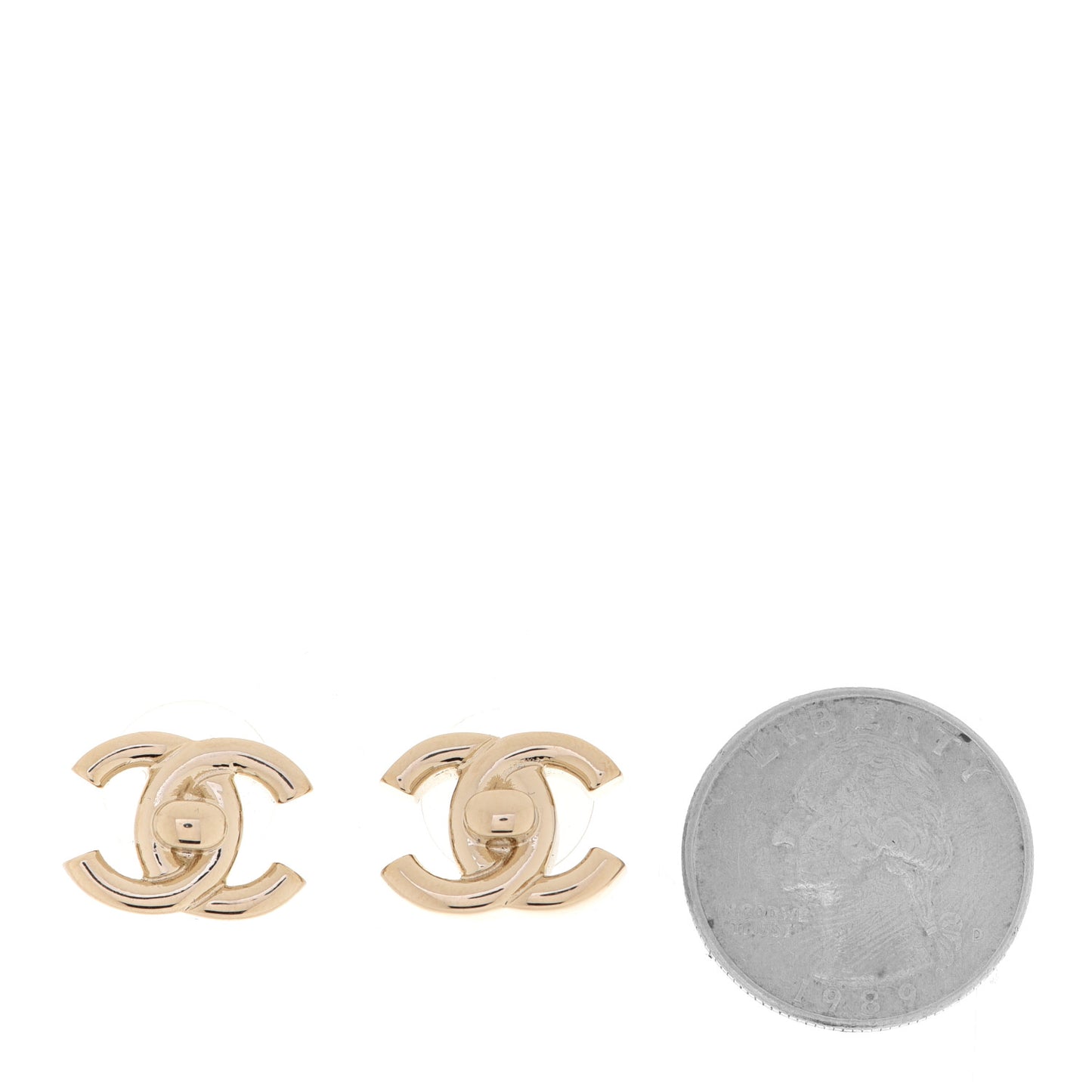 Metal CC Turnlock Earrings Gold
