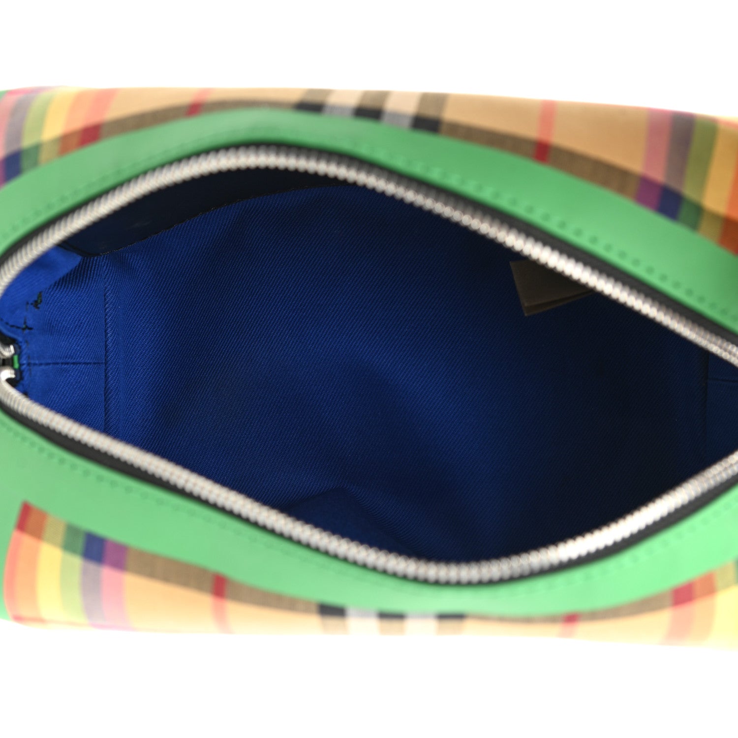 Burberry Vintage Rainbow Check Travel Pouch Antique Yellow Green 5 of 10