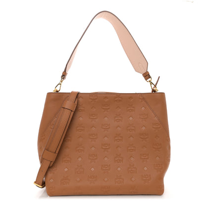 MCM Calfskin Ottomar Monogram Large Klara Hobo Cognac 1 of 9