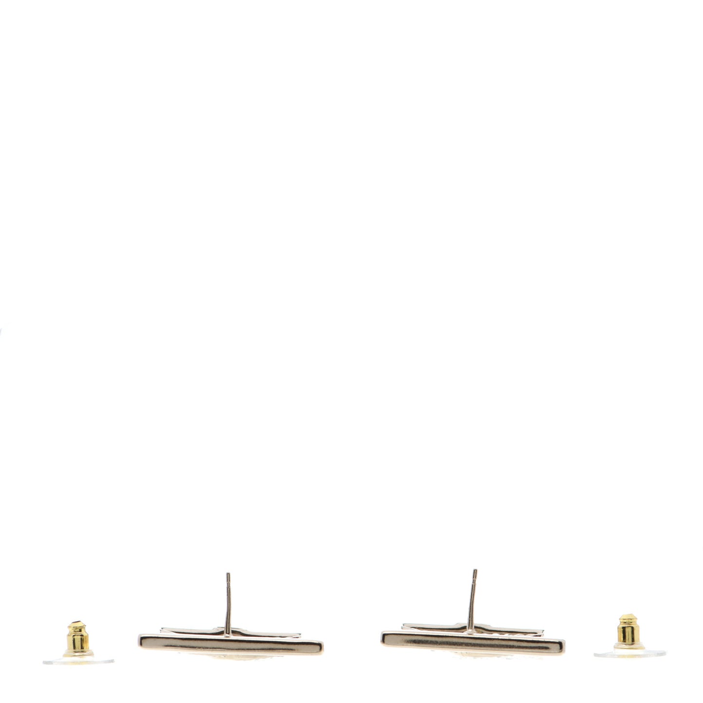 Metal Crystal Square CC Earrings Gold