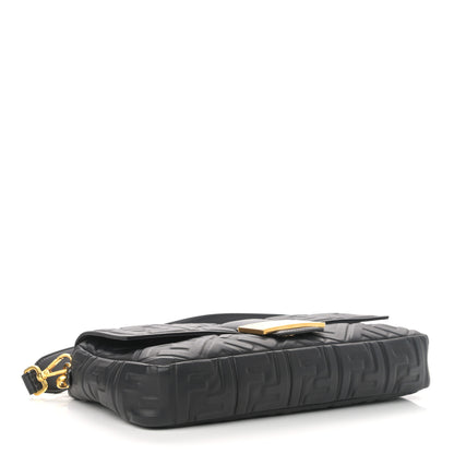 Fendi Nappa FF 1974 Embossed Large Baguette Black 3 of 9