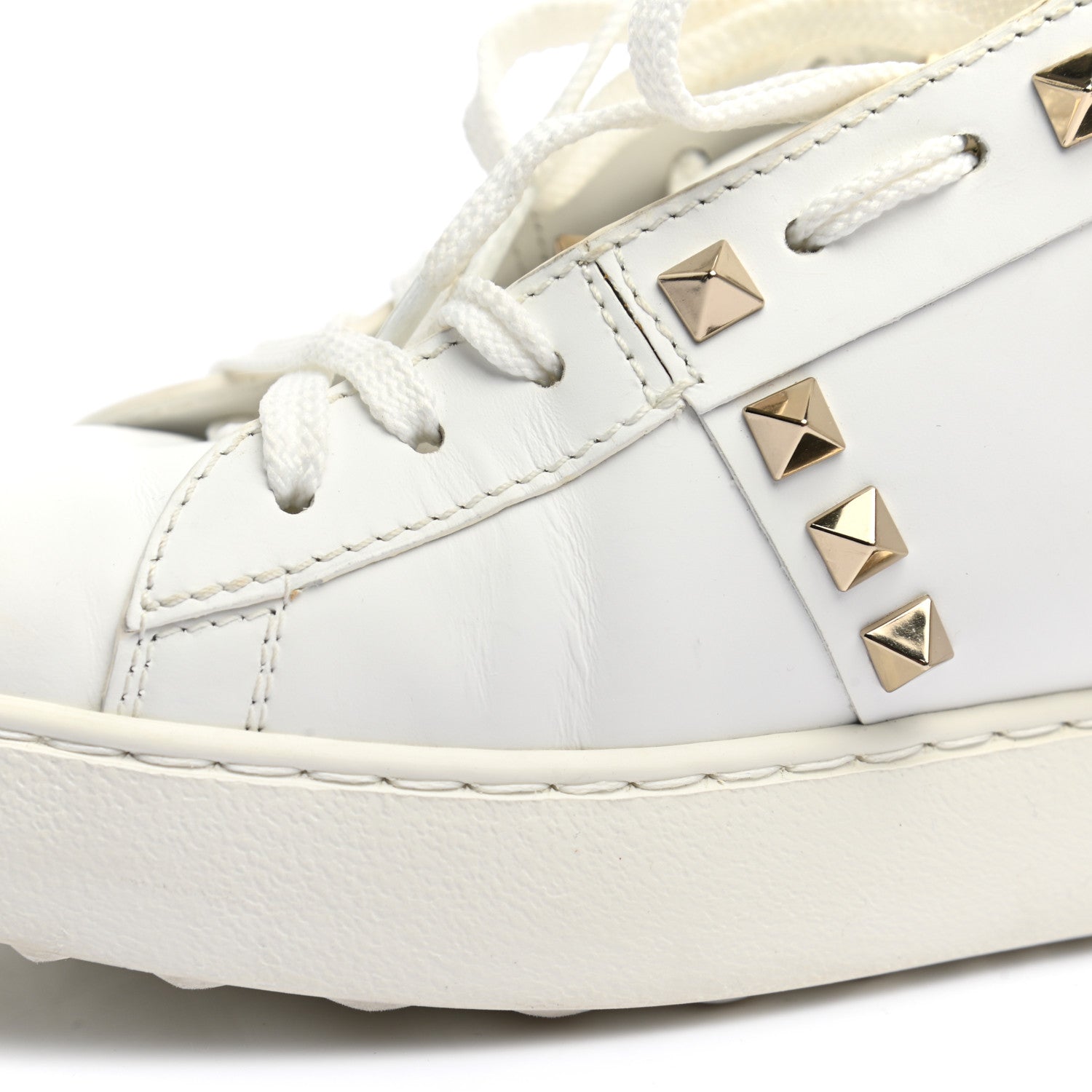 Valentino Garavani Calfskin Rockstud Untitled Open Sneakers 38 White 11 of 13