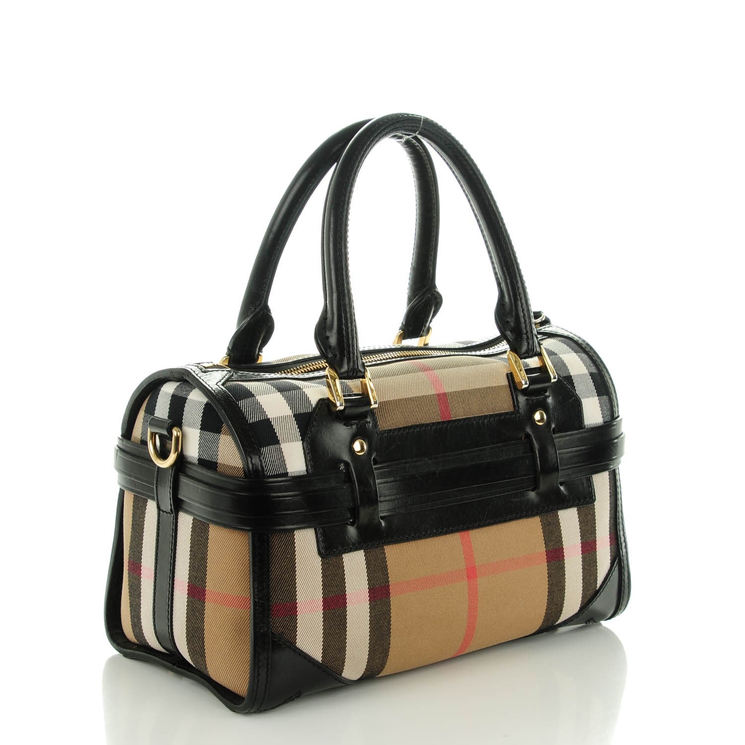 Burberry House Check Bridle Calfskin Medium Alchester Bowling Bag Black 3 of 8