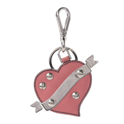 Prada Saffiano Trick Heart Keychain Charm Pink 1 of 3