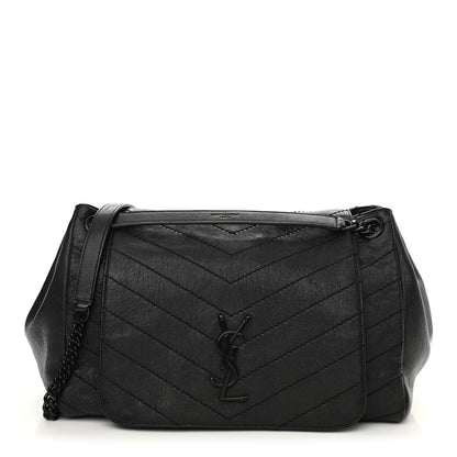 Saint Laurent Vintage Lambskin Chevron Monogram Medium Nolita Black 1 of 12