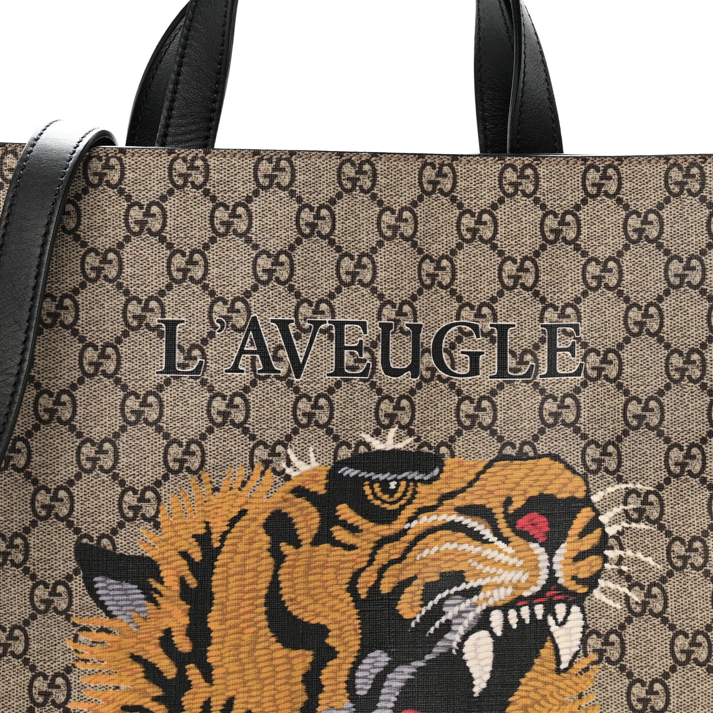 GG Supreme Monogram L'Aveugle Par Amour Print Vertical Tote Black