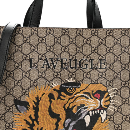 Gucci GG Supreme Monogram L'Aveugle Par Amour Print Vertical Tote Black 8 of 13