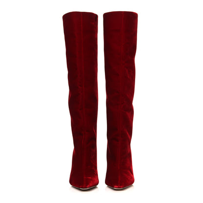 Jimmy Choo Velvet Chad 90 Knee High Boots 37 Red 2 of 6