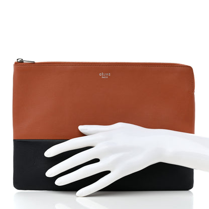 Celine Lambskin Bi-Color Solo Clutch Pouch Terracotta Navy 2 of 7