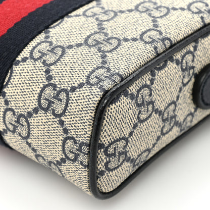Gucci GG Supreme Monogram Textured Calfskin Web Mini Ophidia Messenger Beige Blue 10 of 14