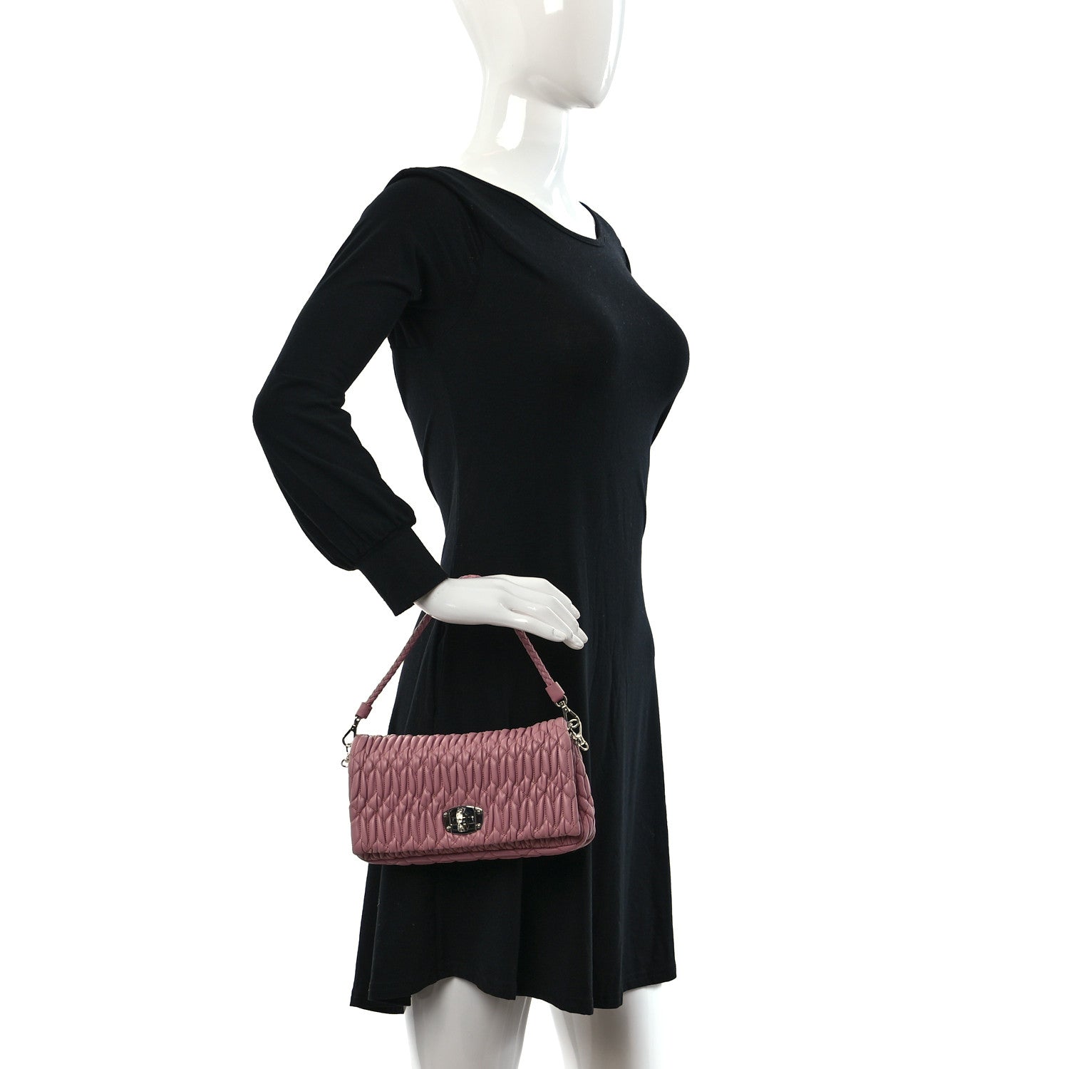 Miu Miu Nappa Matelasse Crystal Flap Clutch Rosa 2 of 8