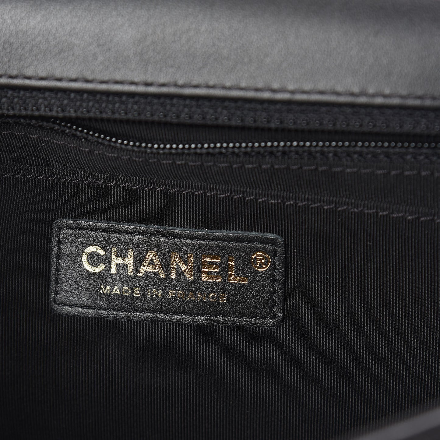 Calfskin Chevron Quilted Statement Flap Black