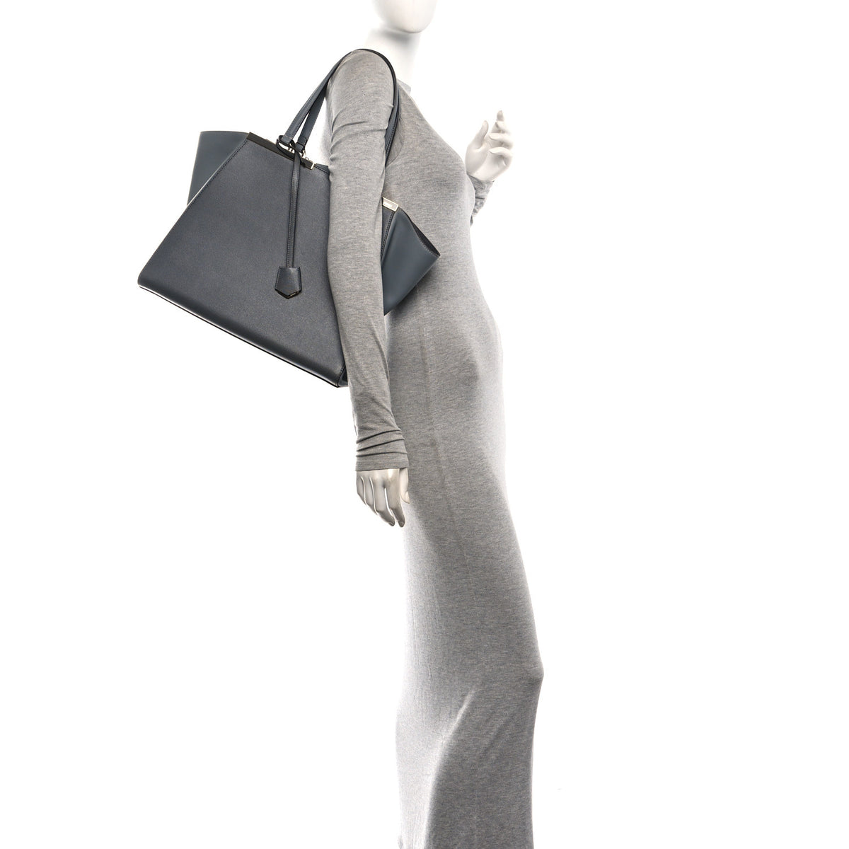 Fendi Vitello Elite Large 3Jours Tote Grigio 2 of 10