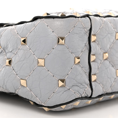 Valentino Garavani Craquele Nappa Medium Rockstud Spike Shoulder Bag Pastel Grey 9 of 10