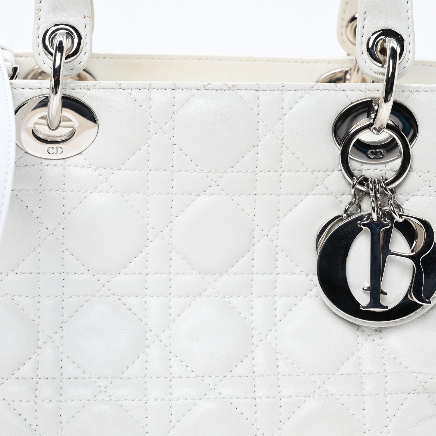 Lambskin Cannage Medium Lady Dior White