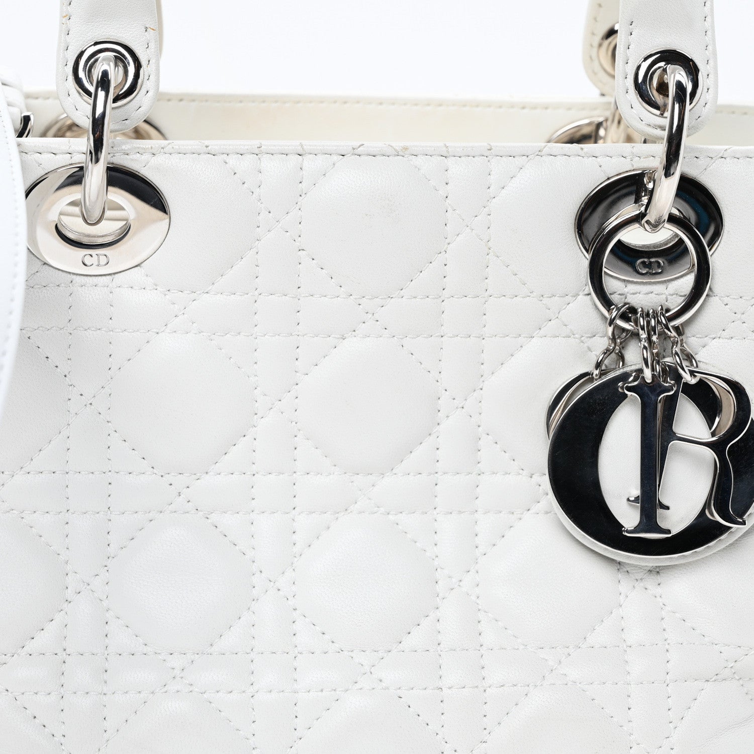 Christian Dior Lambskin Cannage Medium Lady Dior White 8 of 12