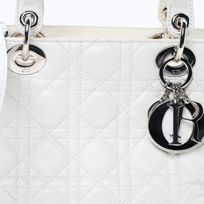 Christian Dior Lambskin Cannage Medium Lady Dior White 8 of 12