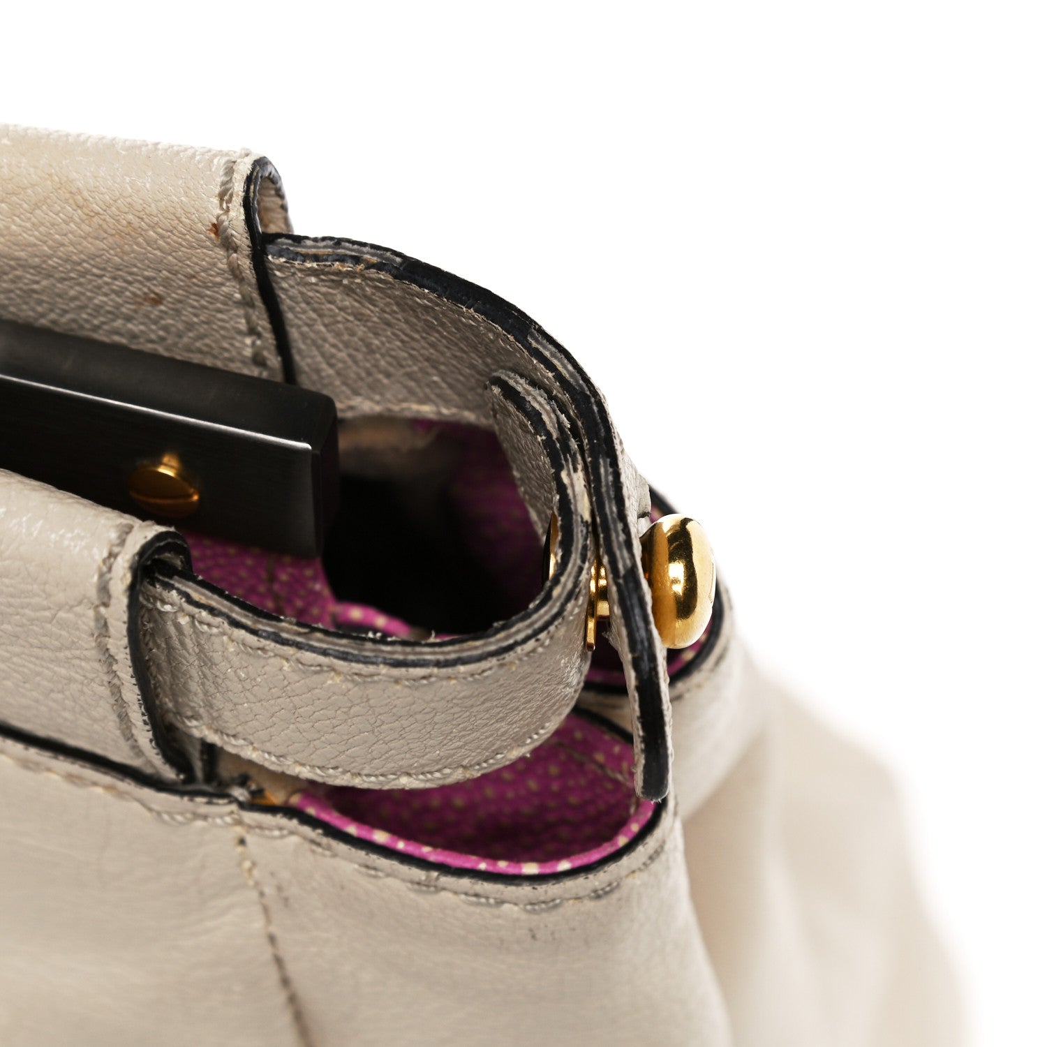 Fendi Goatskin Stingray Medium Peekaboo Iconic Satchel White Pink 22 of 31
