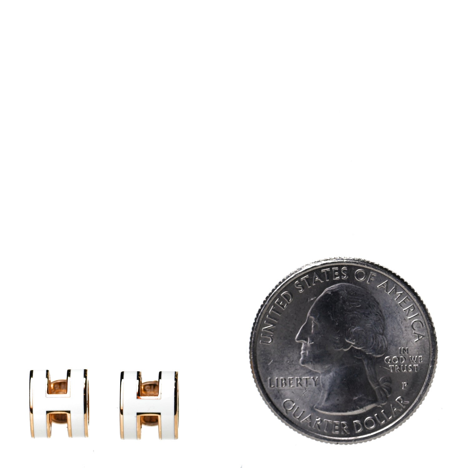 Hermes Gold Lacquered Mini Pop H Earrings White 2 of 5
