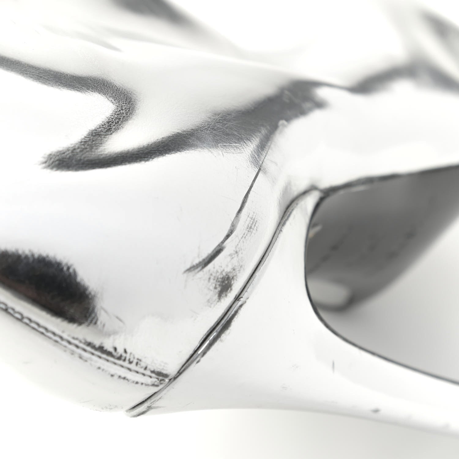 Balenciaga Metallic Calfskin Thigh High Boots 37.5 Silver 9 of 9