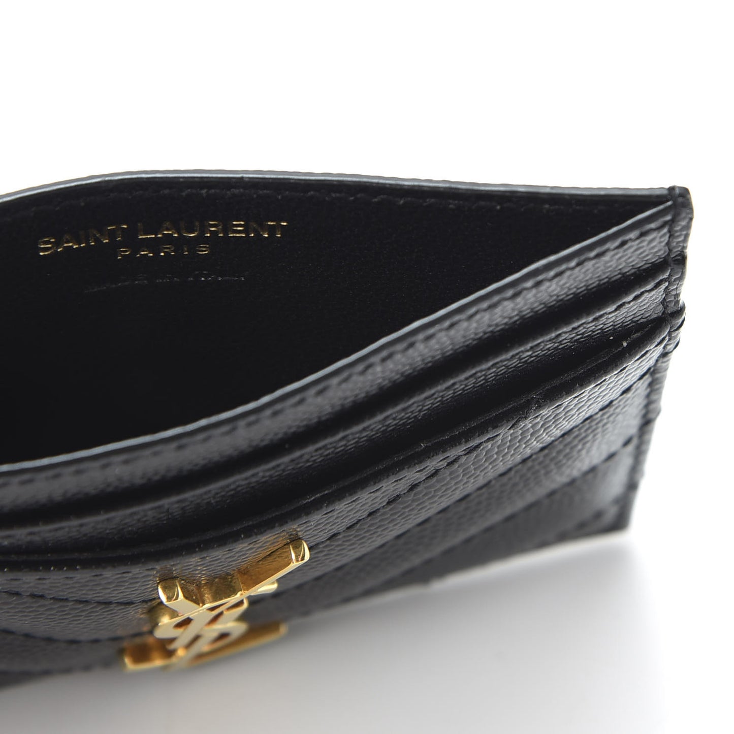 Grain De Poudre Matelasse Chevron Monogram Credit Card Case Black