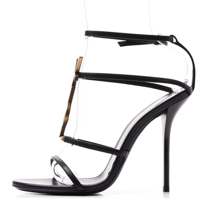 Saint Laurent Calfskin Cassandra 110 Sandals 39 Black 1 of 8
