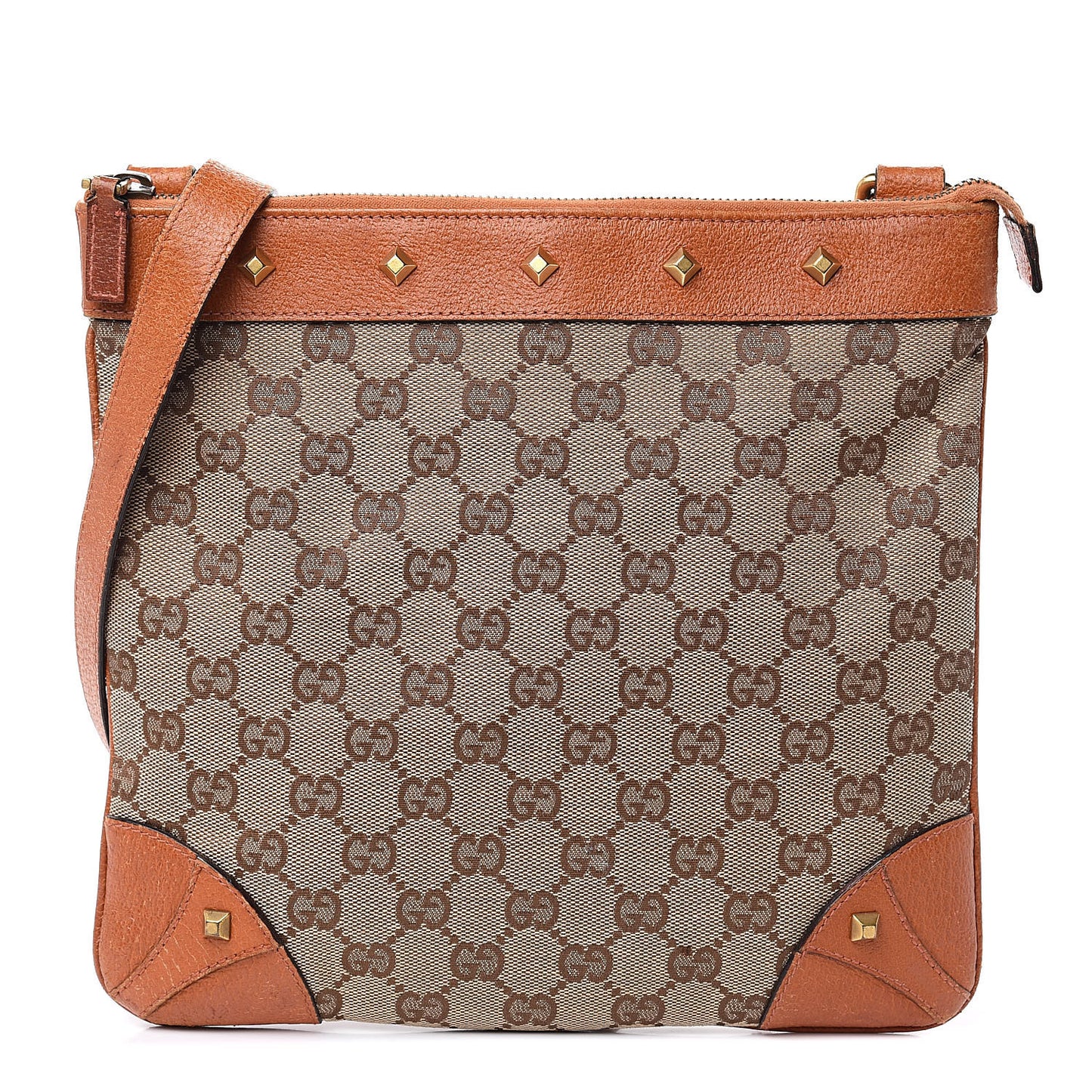 Monogram Studded Messenger Orange