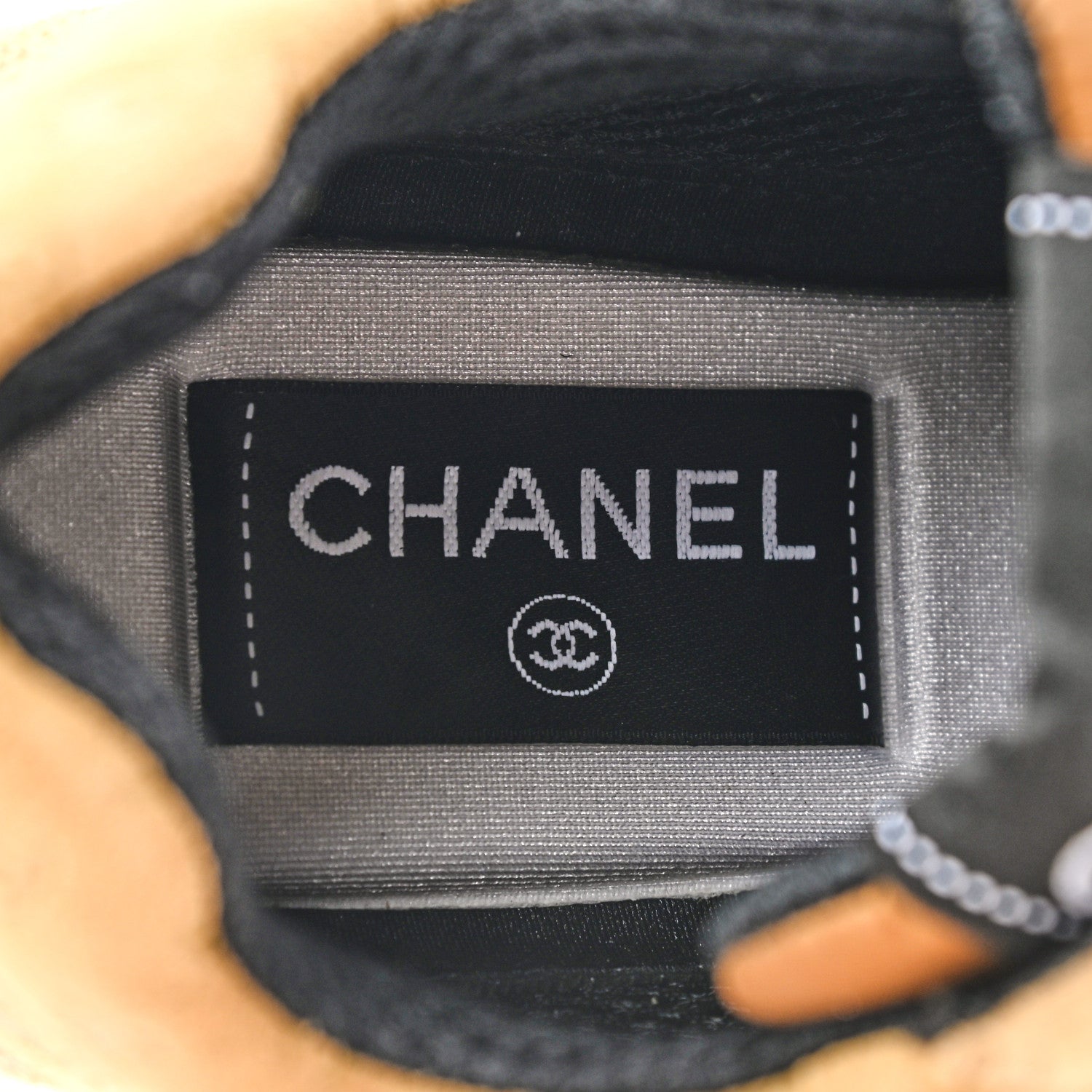 Chanel Suede Calfskin Printed CC Sneakers 36 Beige 6 of 8