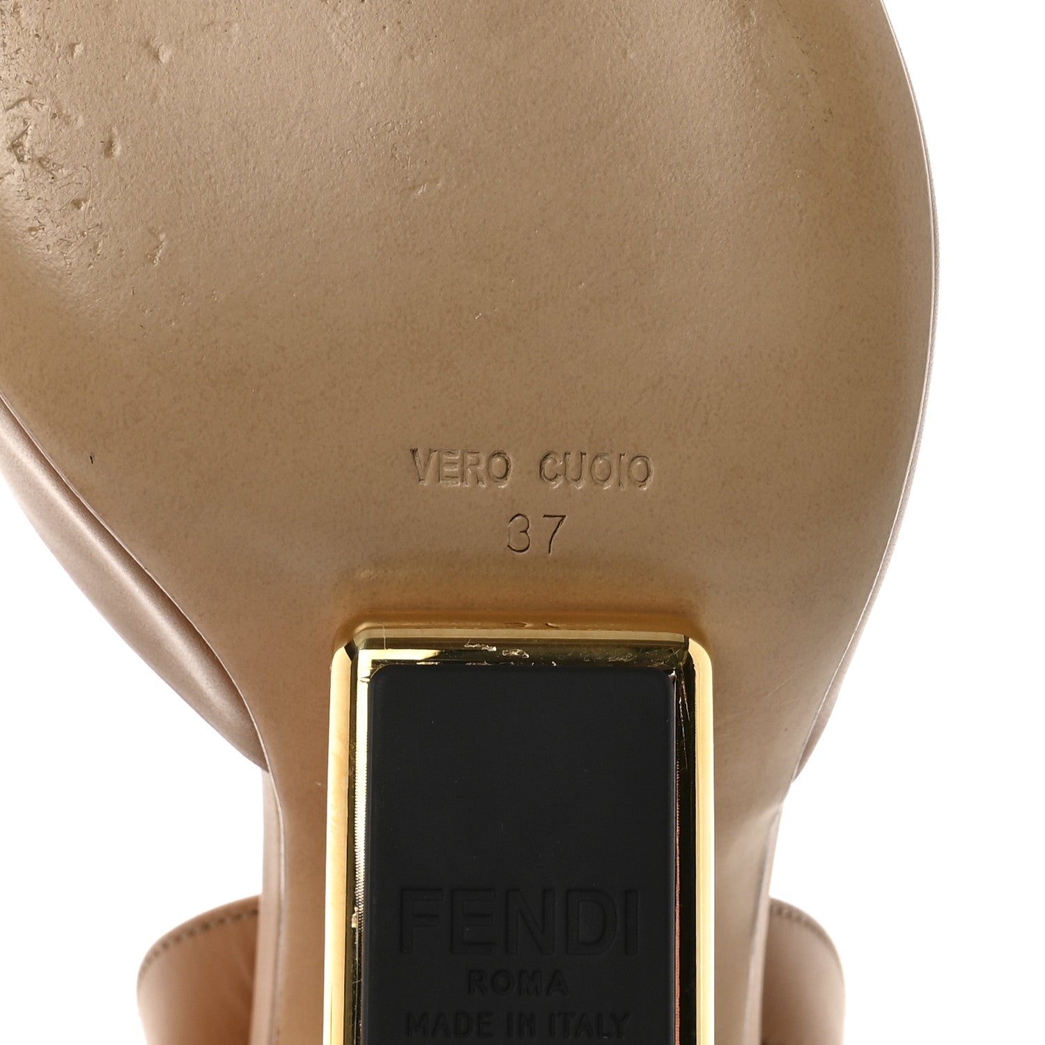 Fendi Vitello Fendi First 100mm Slingback Pumps 37 Caramello 7 of 8