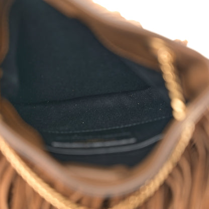 Saint Laurent Suede Calfskin Small Grace Fringed Hobo Bag Light Ocre 5 of 9