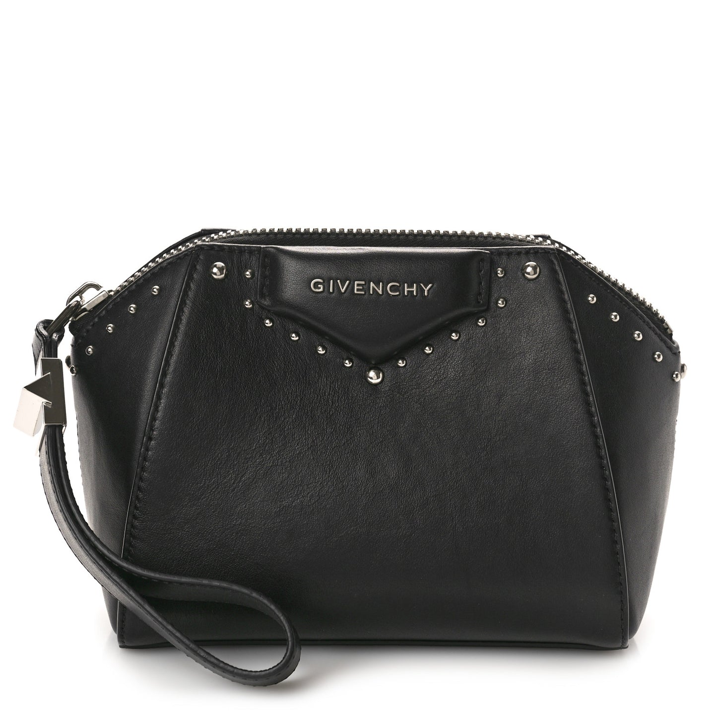 Calfskin Small Studded Antigona Beauty Wristlet Black
