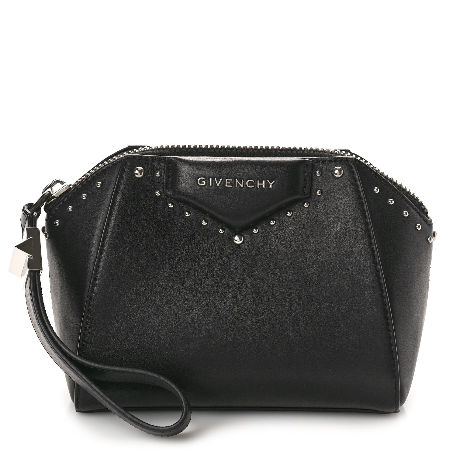 Givenchy Calfskin Small Studded Antigona Beauty Wristlet Black 1 of 10