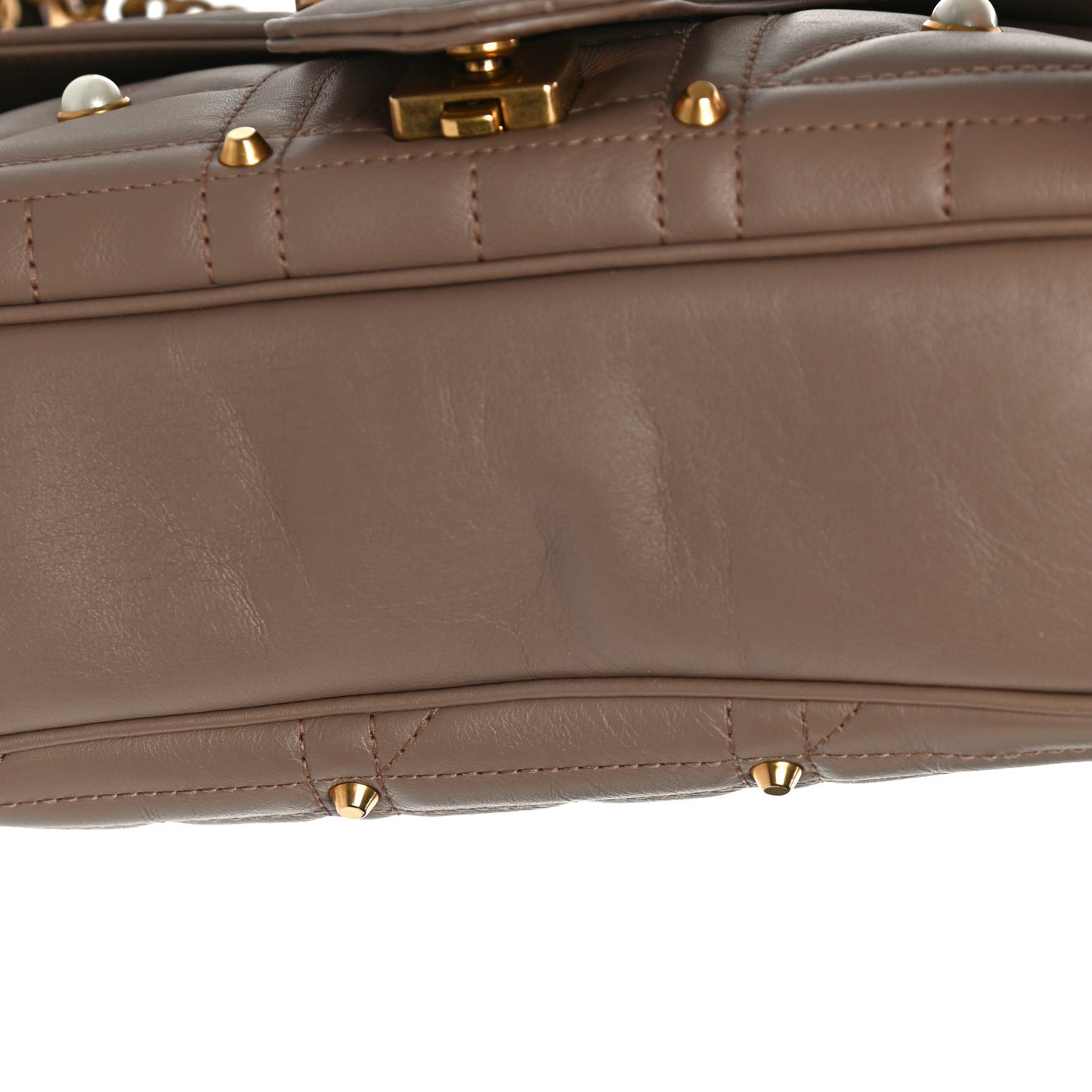Calfskin Matelasse Studded Medium Pearly GG Marmont Shoulder Bag Porcelain Rose