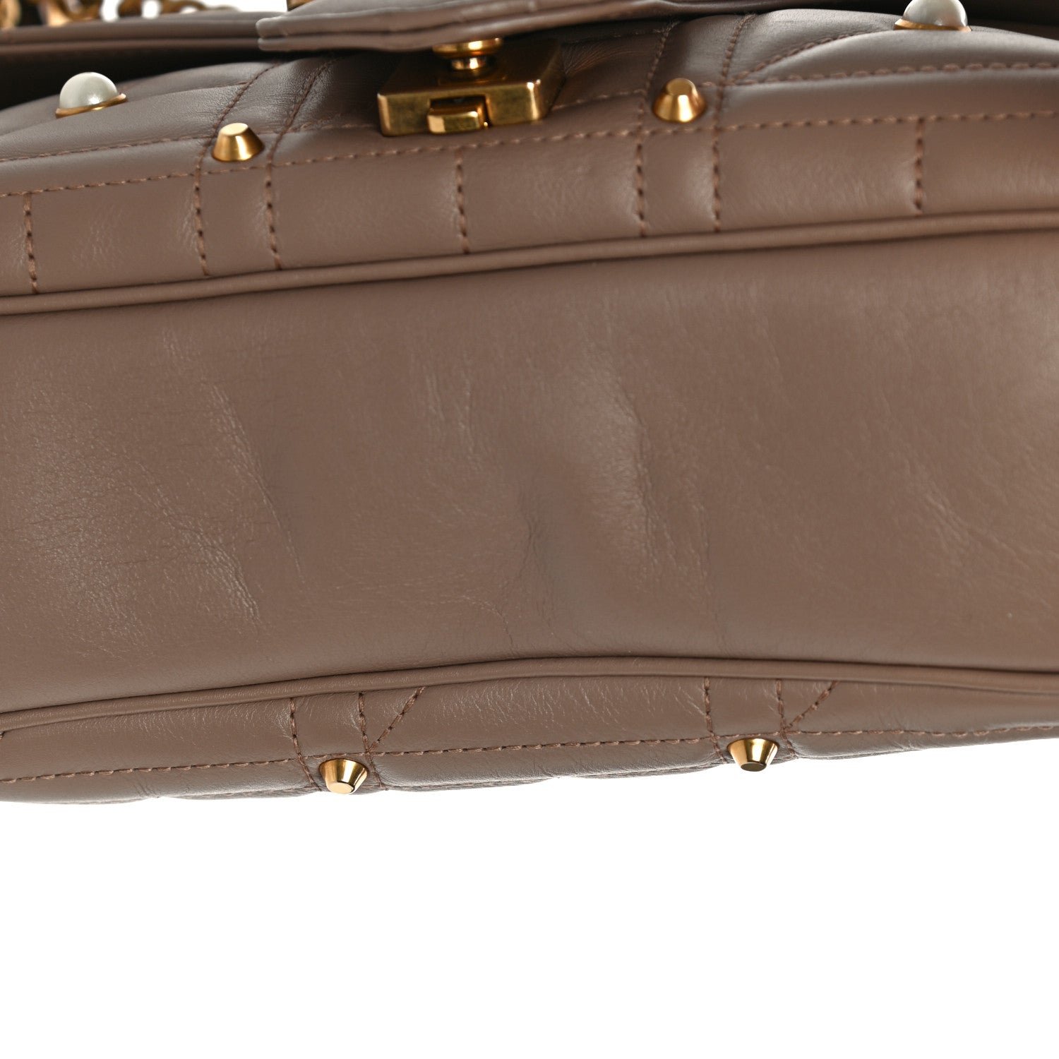 Gucci Calfskin Matelasse Studded Medium Pearly GG Marmont Shoulder Bag Porcelain Rose 11 of 11
