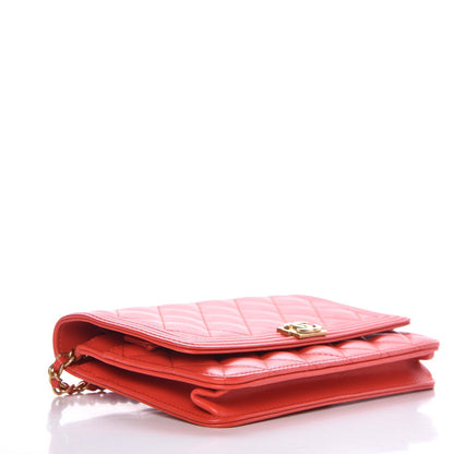 Chanel Calfskin Quilted Boy Wallet On Chain WOC Red 4 of 12