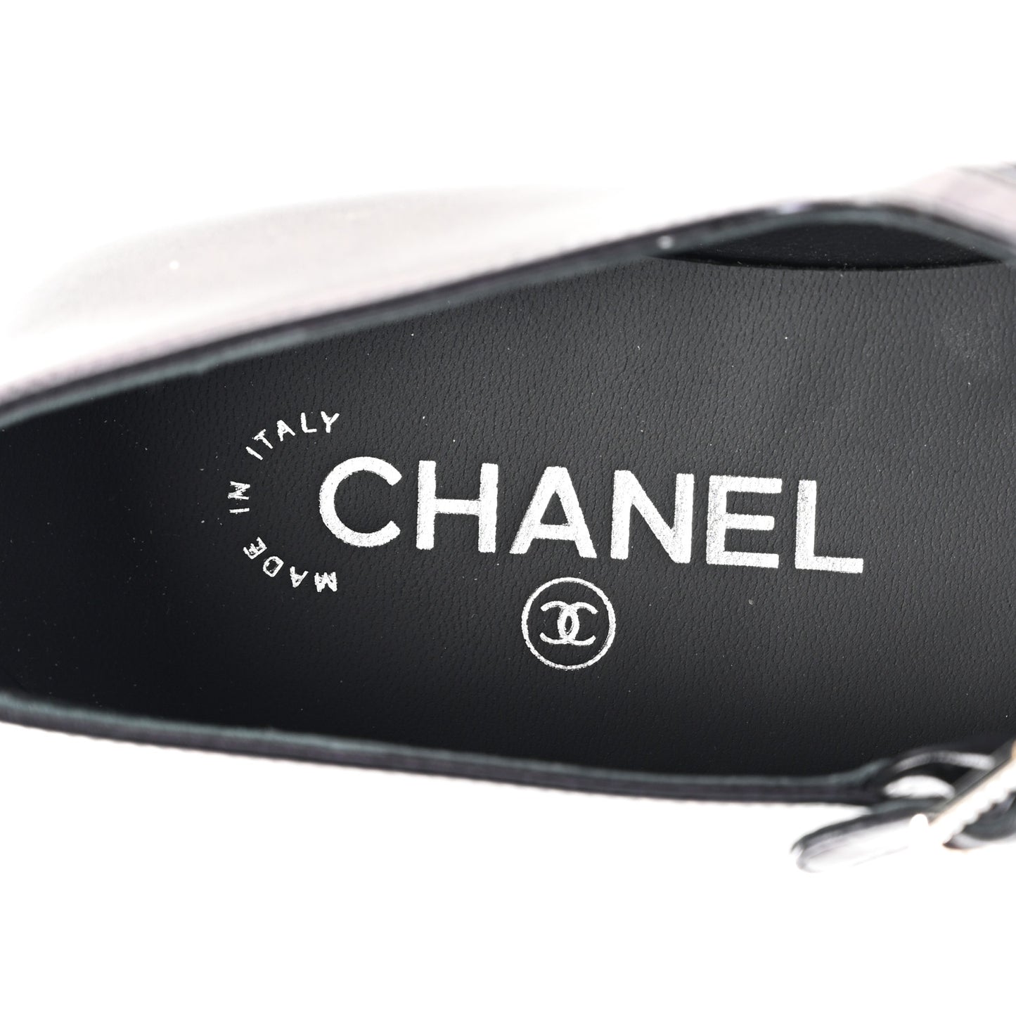 Lambskin Grosgrain Pearl Mary Jane Flats 38 Black