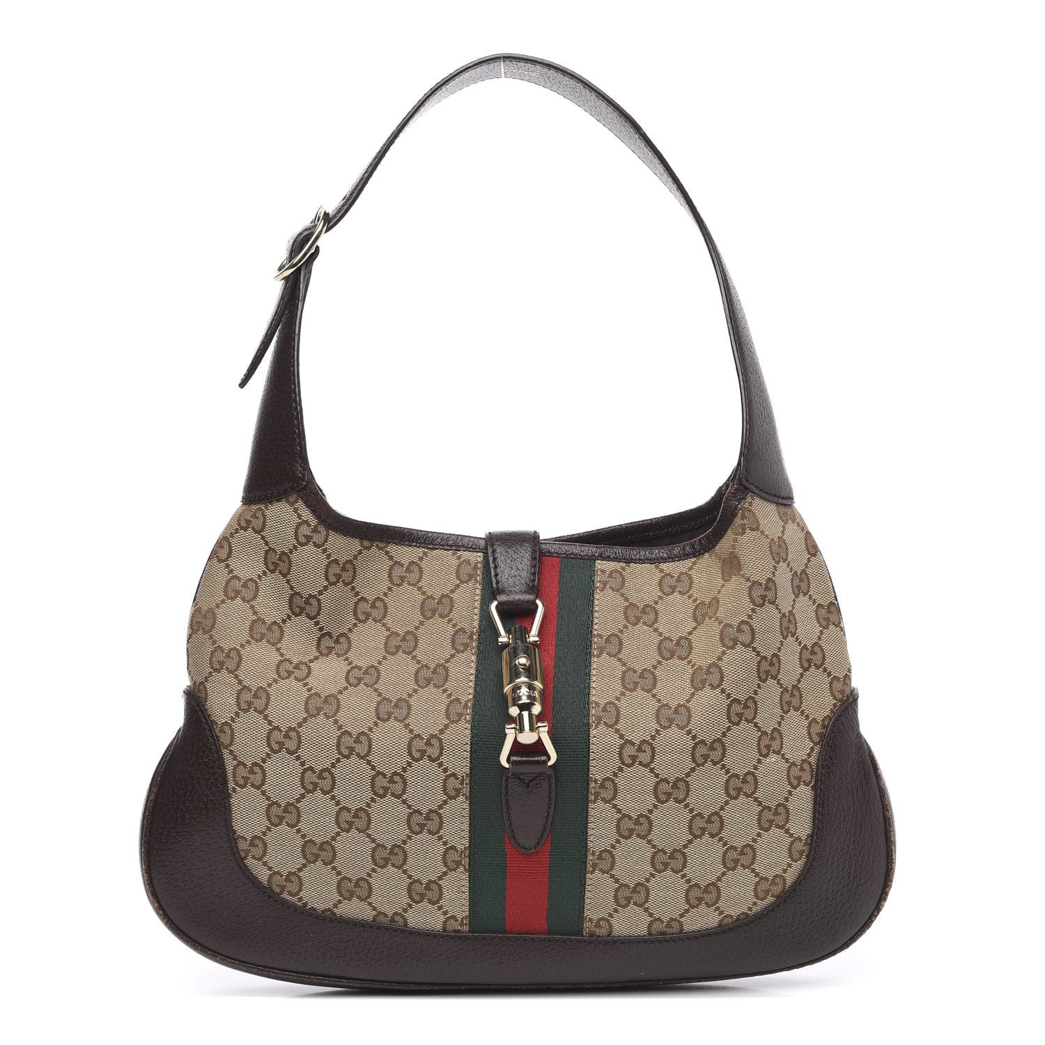 Gucci Monogram Web Jackie O Hobo Dark Brown 1 of 12