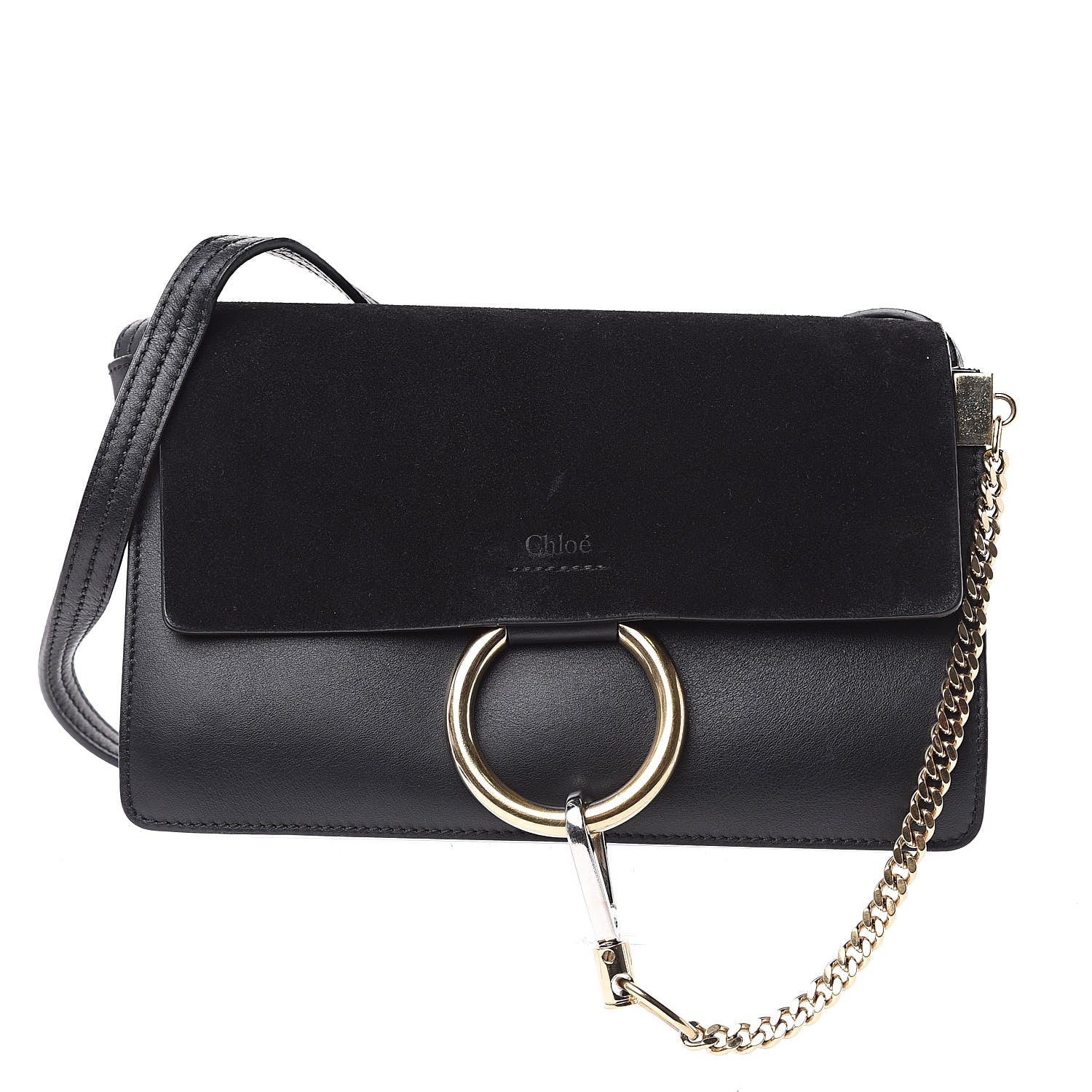 Chloe Suede Calfskin Small Faye Shoulder Bag Black 1 of 18