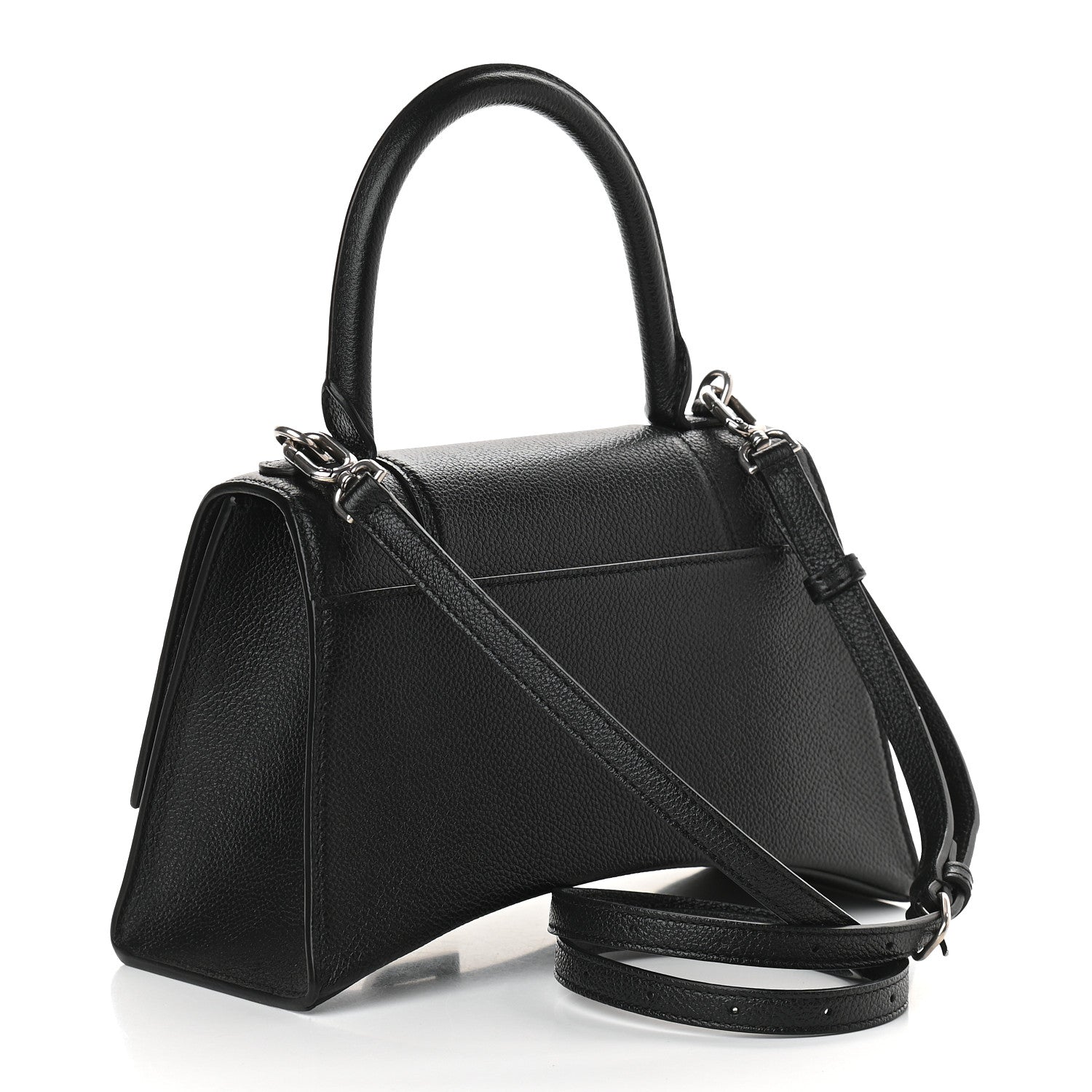 Balenciaga Grained Calfskin Small Hourglass Top Handle Bag Black 3 of 9