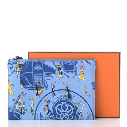Hermes Silk Ex-Libris Les Parisiennes Silky Pocket Cosmetic Case Deep Bleu Bleuet 9 of 9