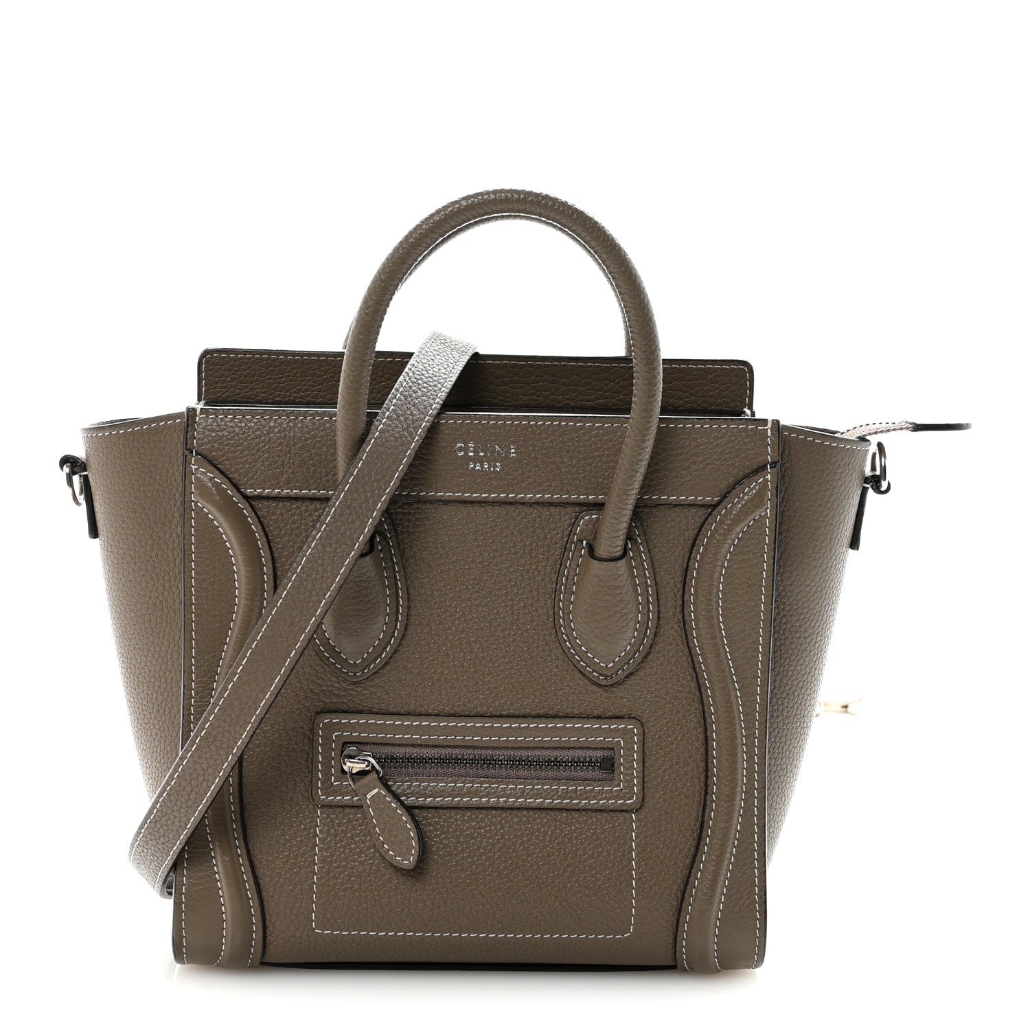 Celine Drummed Calfskin Nano Luggage Souris 1 of 9