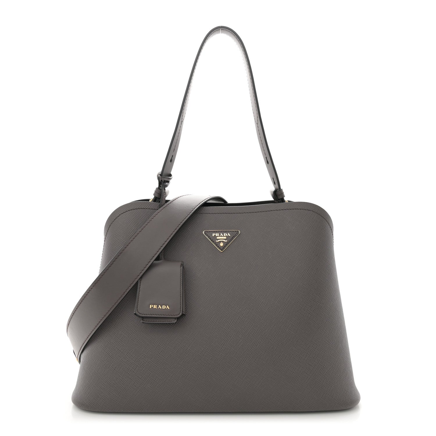Prada Saffiano Cuir Calfskin Matinee Tote Fumo Black 1 of 10