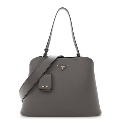 Prada Saffiano Cuir Calfskin Matinee Tote Fumo Black 1 of 10