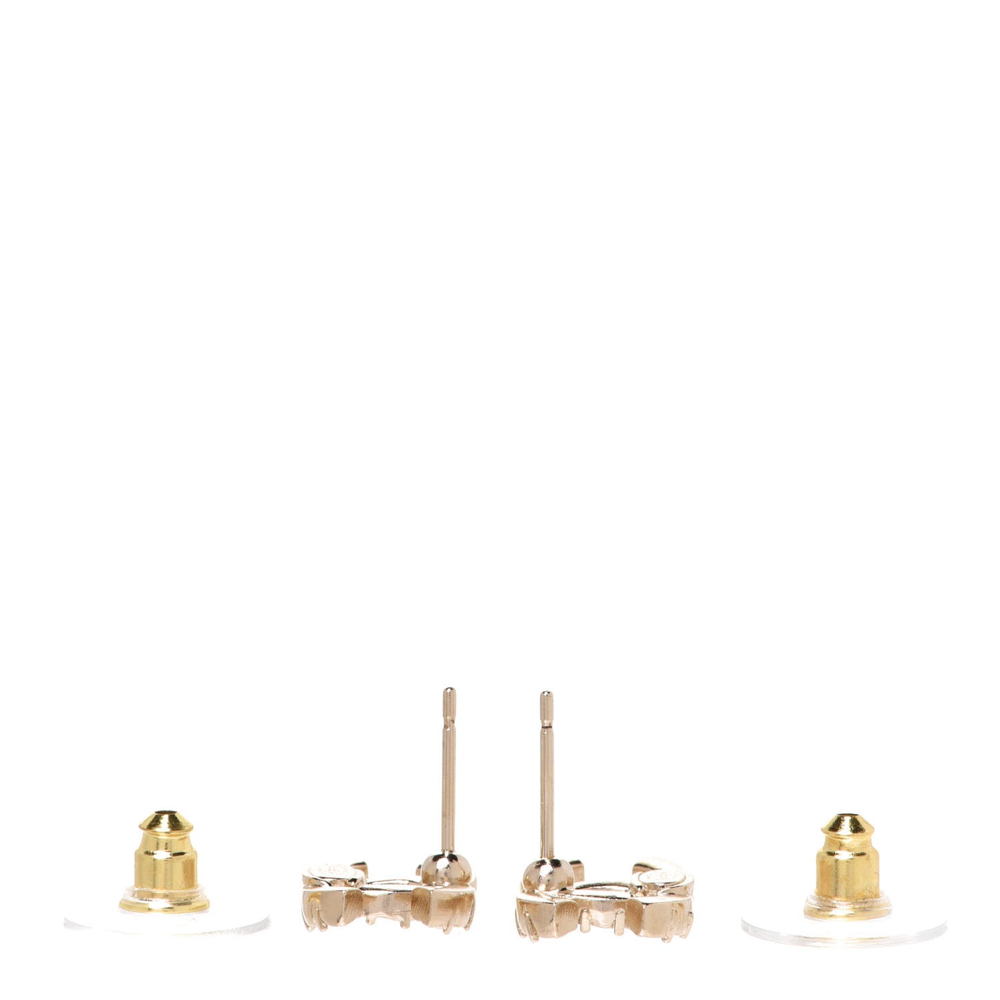 Crystal Studded CC Earrings Gold