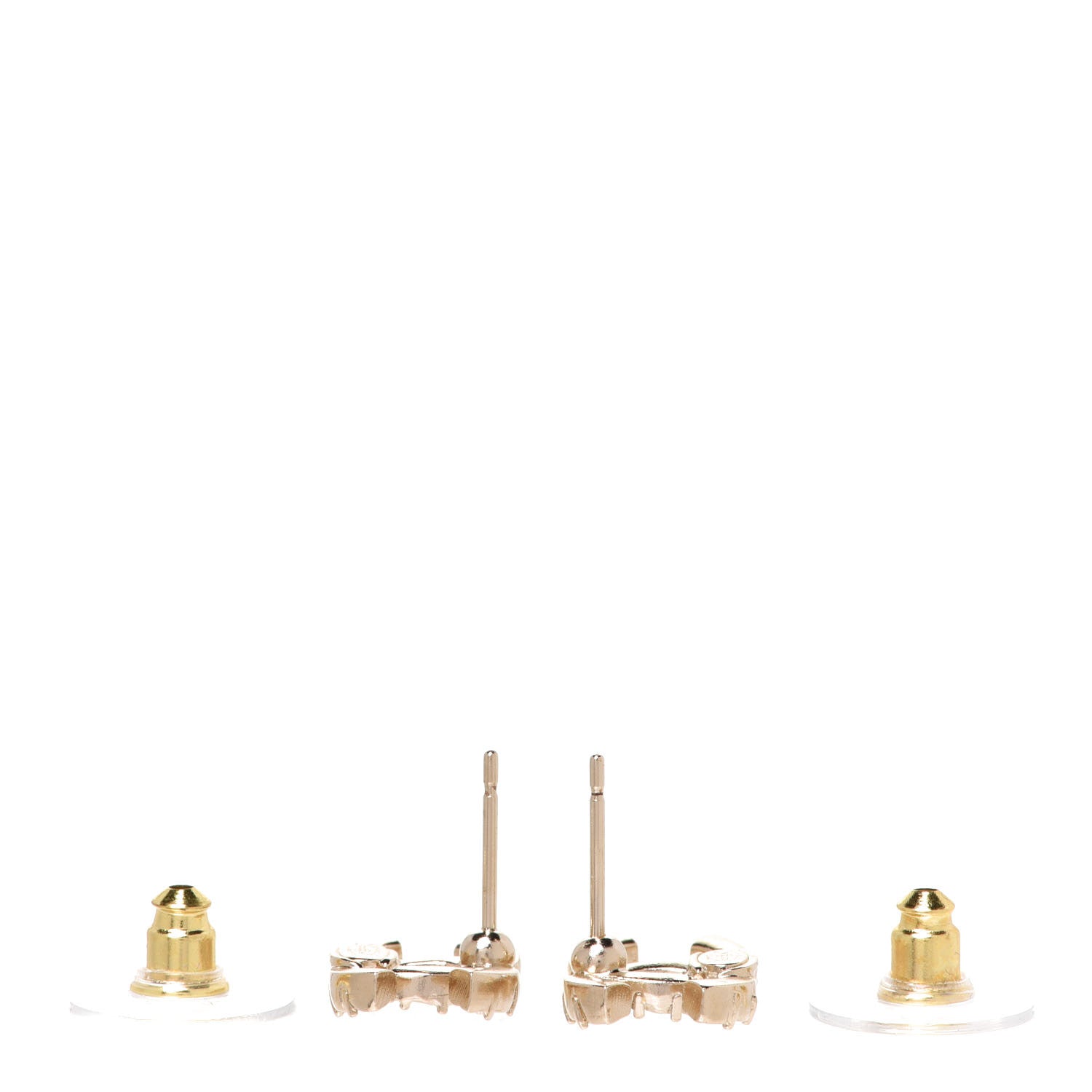 Chanel Crystal Studded CC Earrings Gold 3 of 5