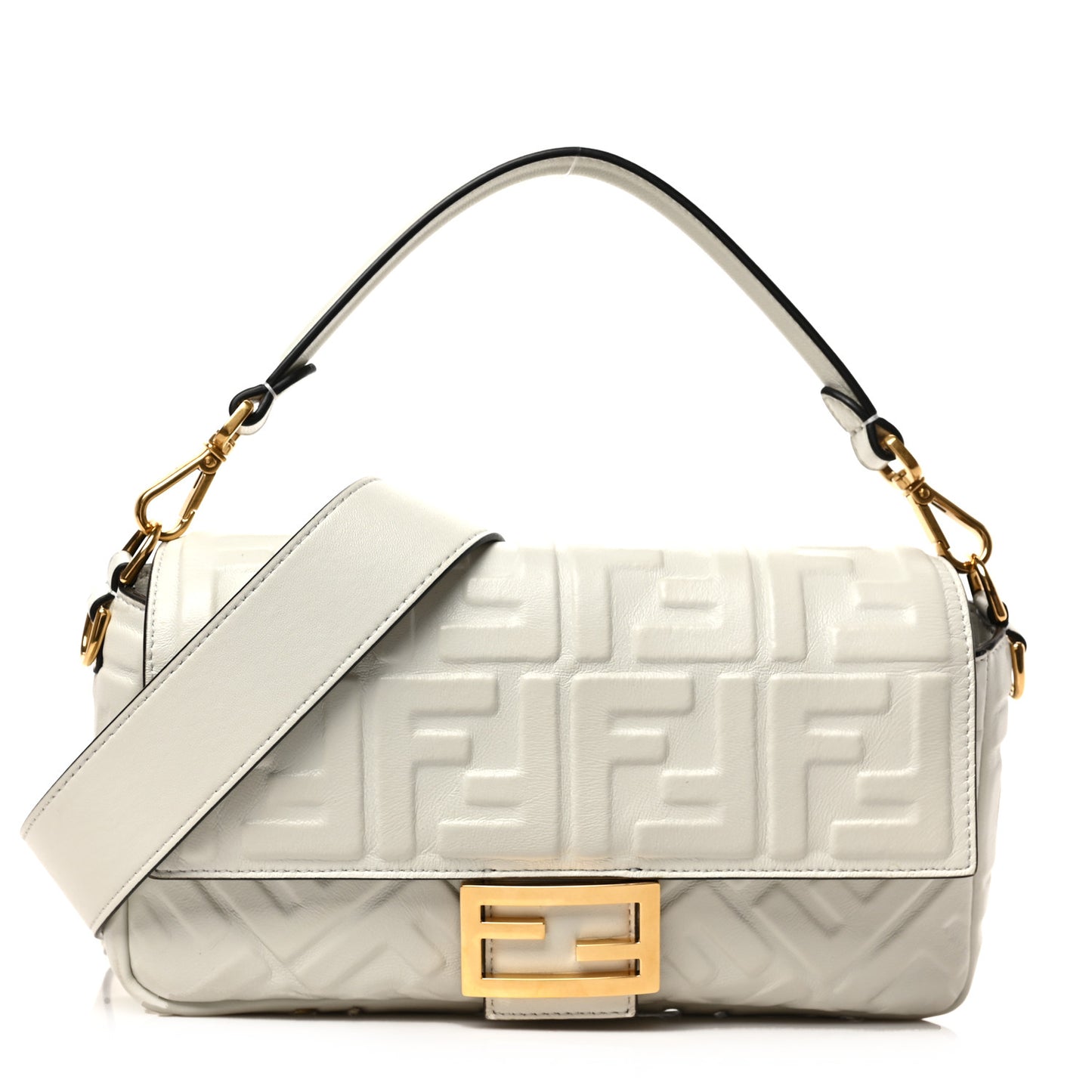 Nappa FF 1974 Embossed Baguette White
