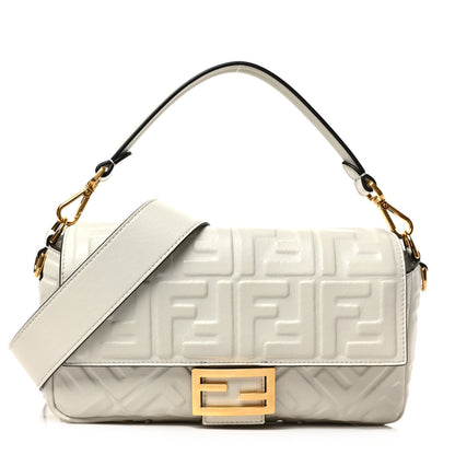 Fendi Nappa FF 1974 Embossed Baguette White 1 of 8