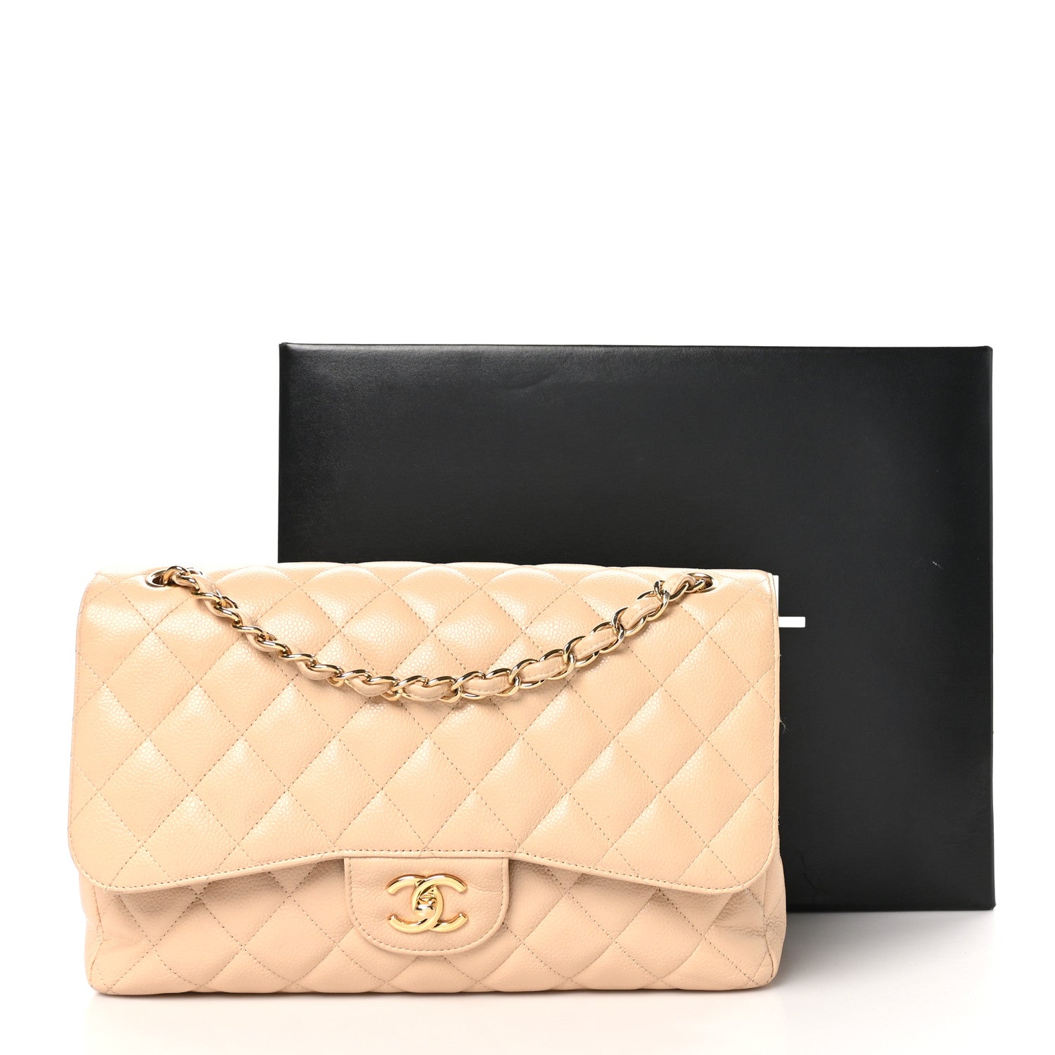 Chanel Caviar Quilted Jumbo Double Flap Light Beige 10 of 10