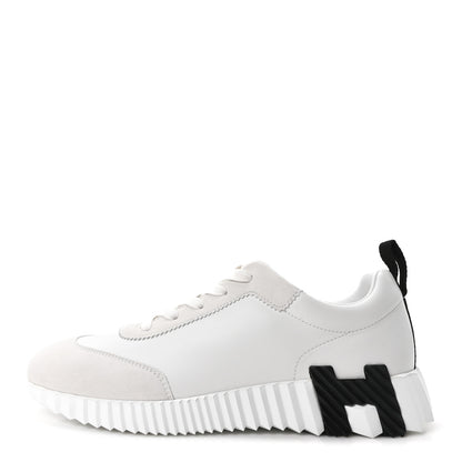Hermes Sport Goatskin Suede Goatskin Bouncing Sneakers 38.5 White Black 1 of 10