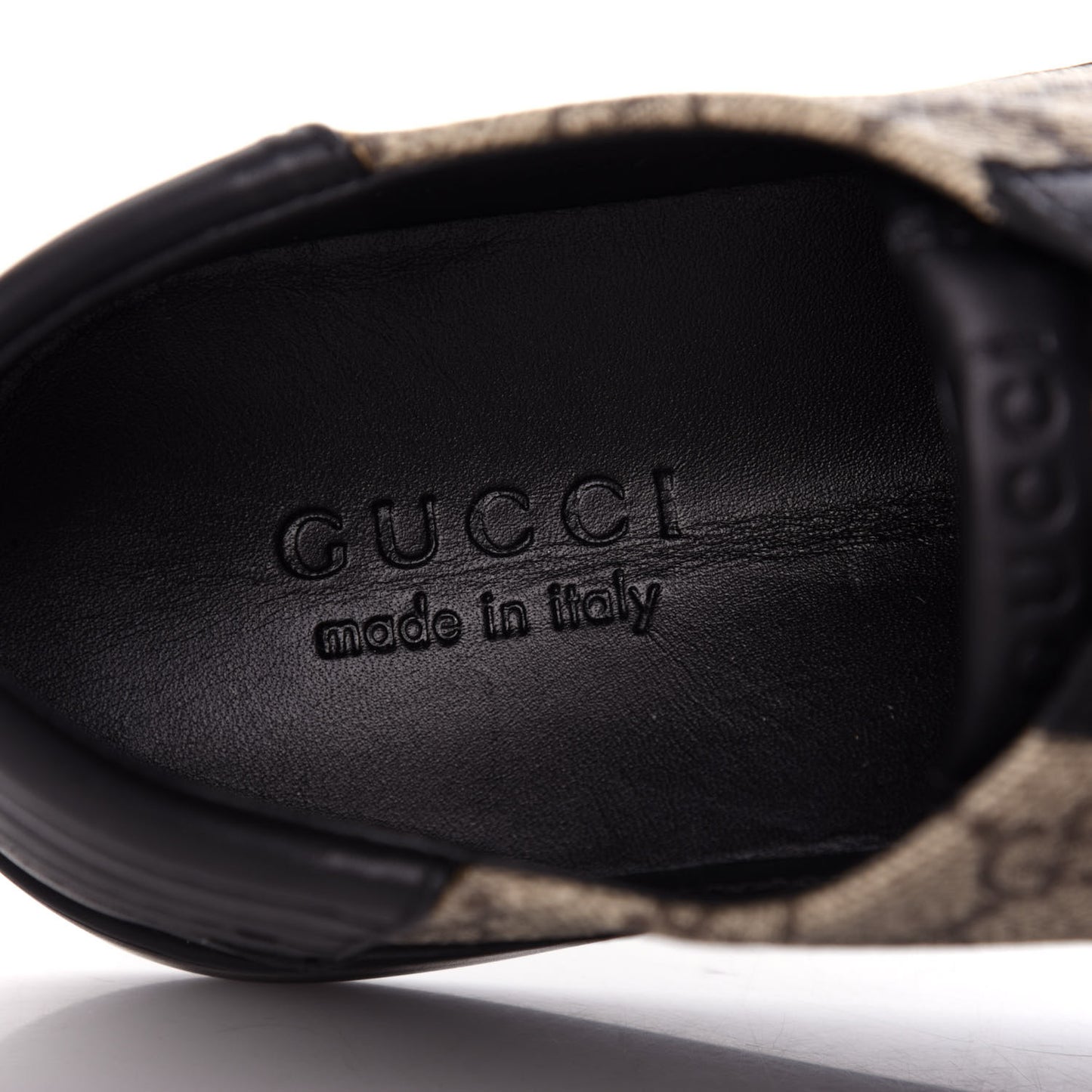GG Supreme Monogram Mens Low Top Sneakers 10 Black Beige Ebony